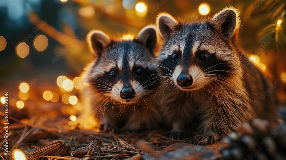 little raccoon at christmas. Created with Generative AI.