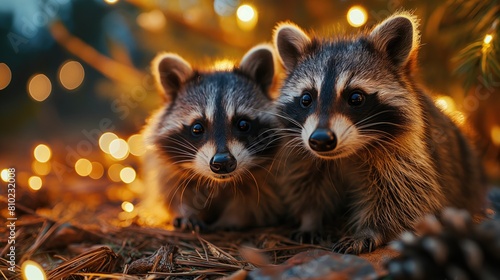 little raccoon at christmas. Created with Generative AI.