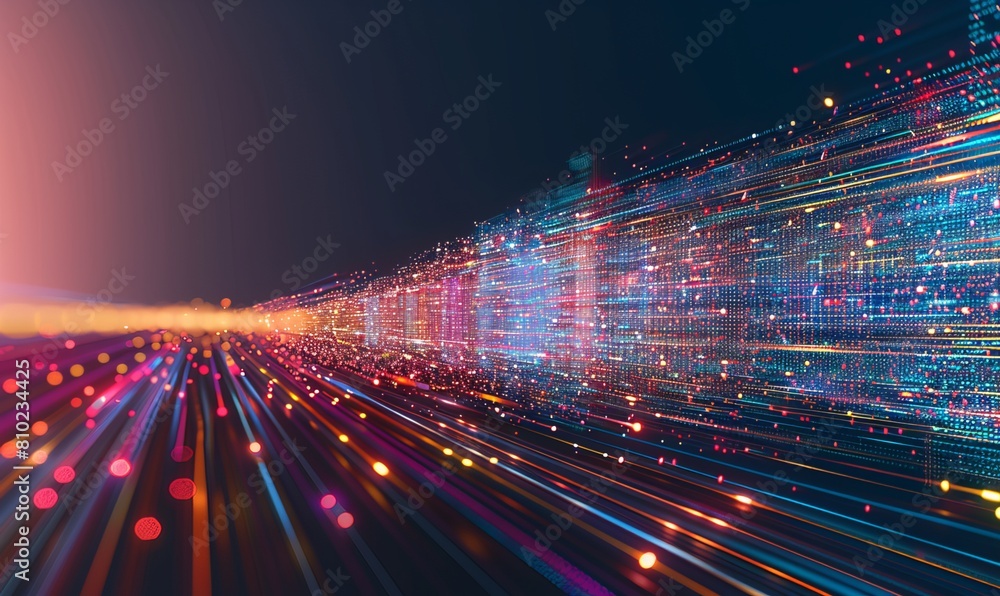 Fototapeta premium Dive into the realm of digital connectivity with an abstract technology background featuring dynamic speed lines symbolizing data transfer.