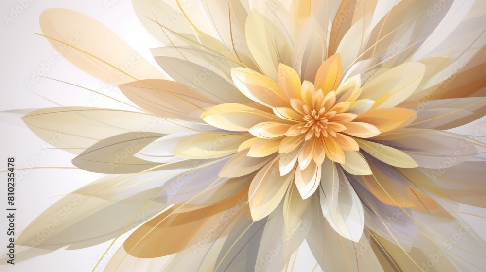 Macro closeup illustration of a beautiful, high key yellow and orange dahlia