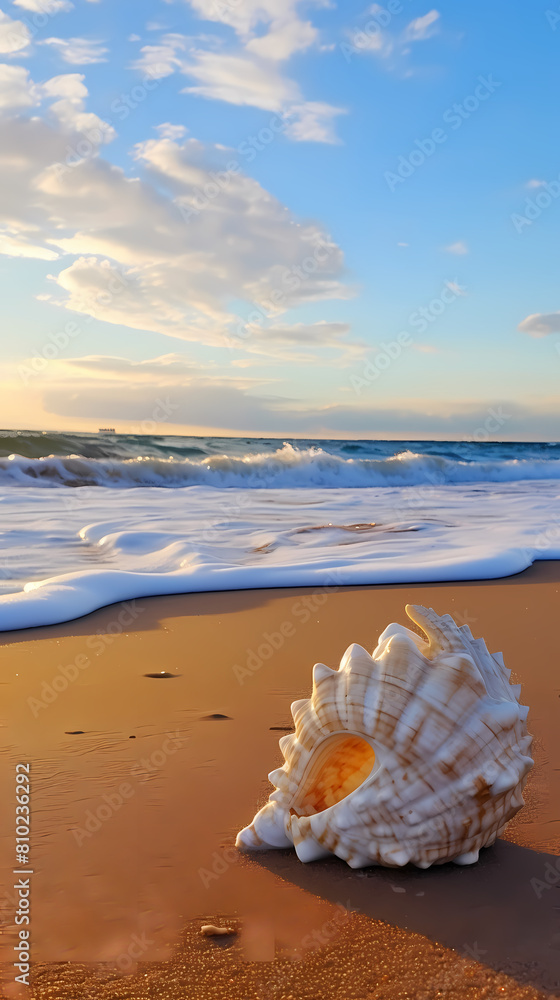 Beautiful conch shell on the beach Beautiful conch shell on the beach