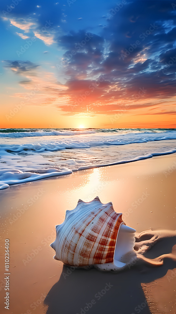 Beautiful conch shell on the beach