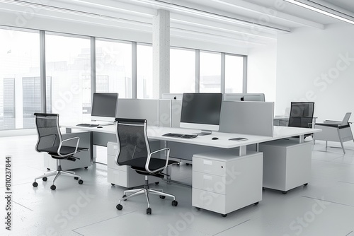 Sleek Workplace Setup: Minimalistic Office Corner with High-End Chairs and Black Accents