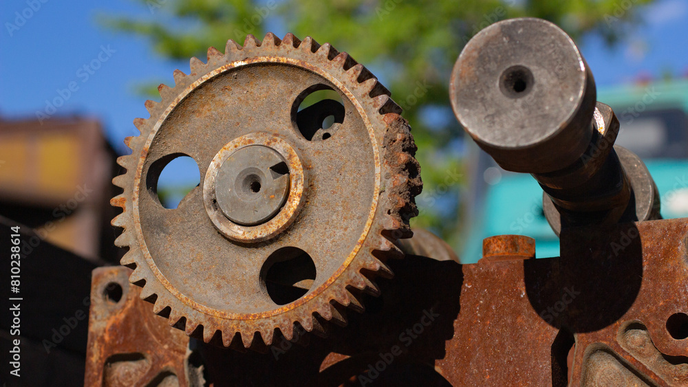 engine shaft gear. rusty used engine parts engine shaft gear. rusty used engine parts