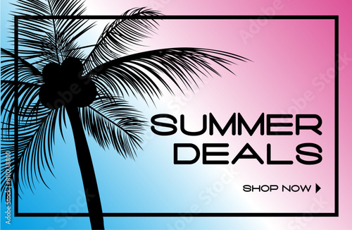 Vector summer deals banner with shop now 
