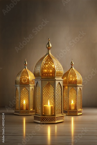 Islamic background poster with islamic pattern lantern or lamp for Ramadan, Eid mubarak or Eid al Adha, Feast of Sacrifice