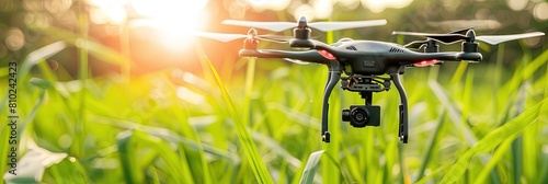 drone flying over farm  photo