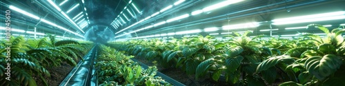 Futuristic Solarium High tech Greenhouse Nourished by Artificial Sunlight Simulation photo
