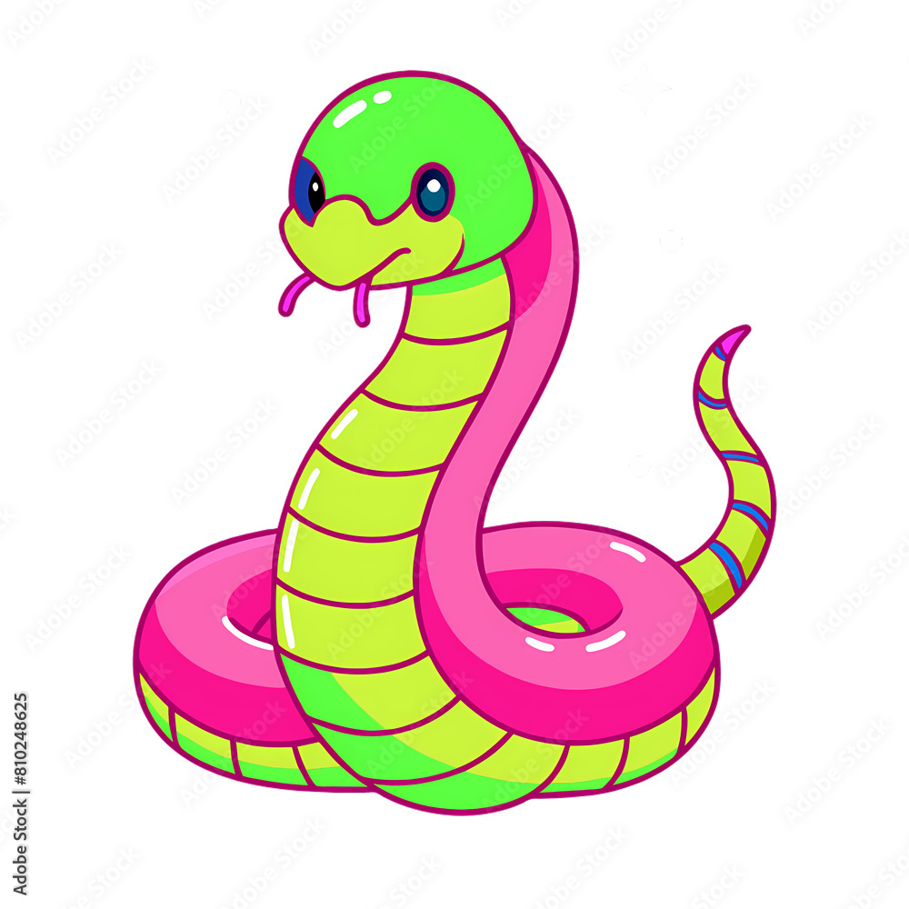 Fototapeta premium expressive, cheerful, colorful chubby cute Snyke cut out transparent background