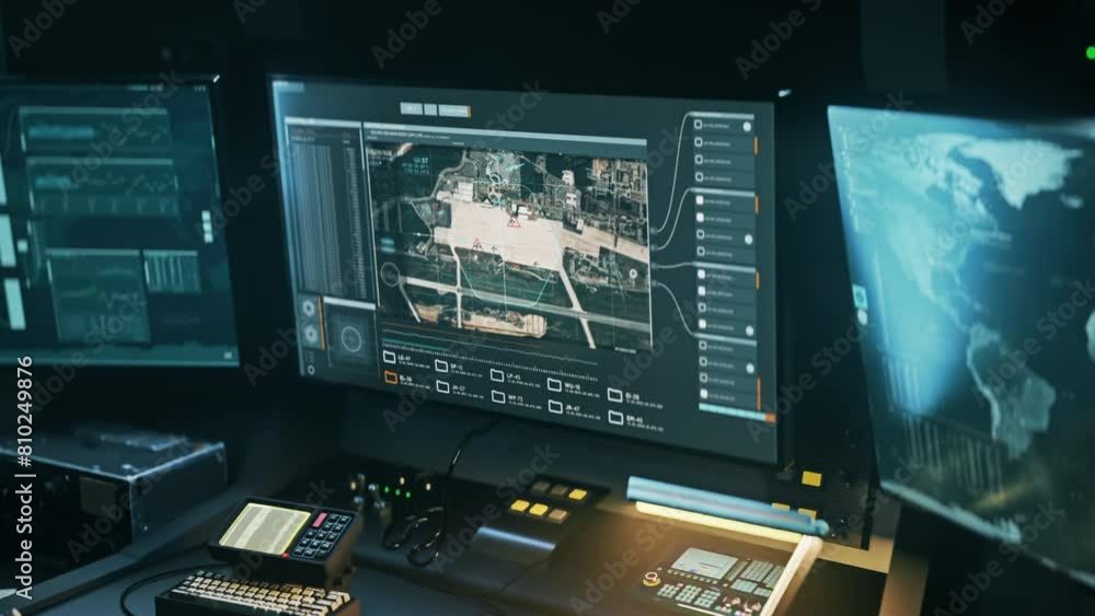 Operating the radar computer system from the army control room. Controlling the radar computer program scanning the area. Controlling the radar computer software analysing multiple enemy aircrafts. Operating the radar computer system from the army control room. Controlling the radar computer program scanning the area. Controlling the radar computer software analysing multiple enemy aircrafts.