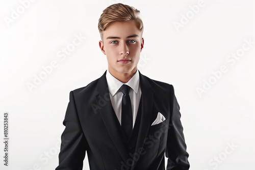 Portrait of a stylish young businessman isolated on a white background. High quality photo