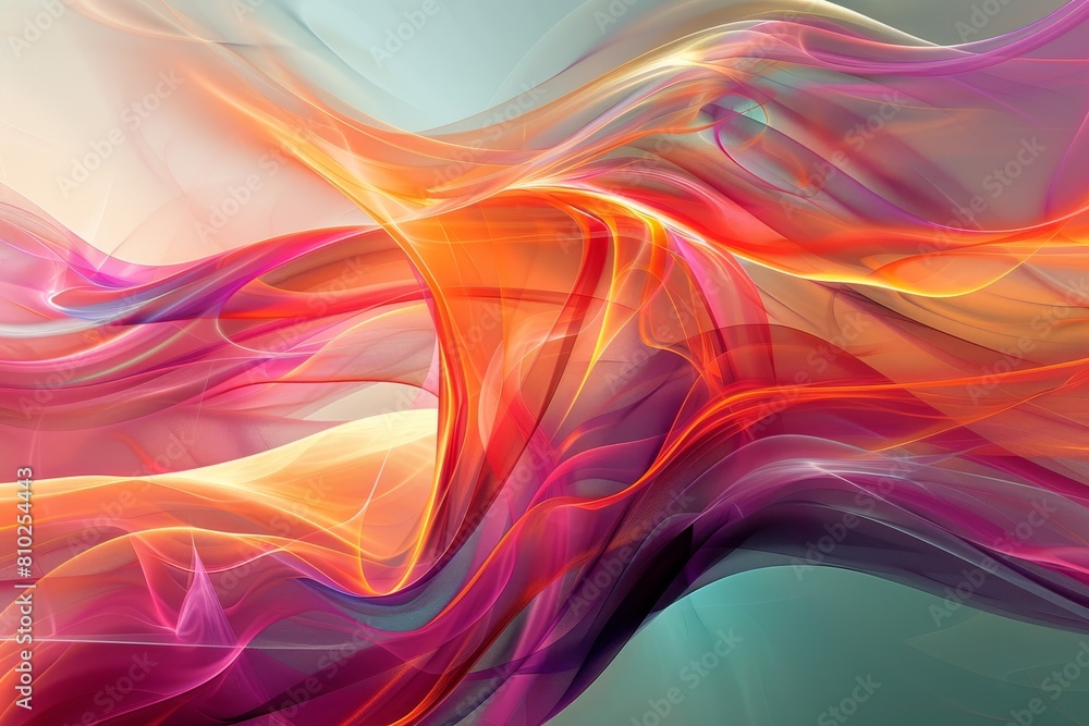 Fototapeta premium 3d Abstract Pulsations, Flowing Waves, Dynamic Energy, Vibrant Hues, Layered Structures, Translucent Layers, Optical Illusions, Bold Contrasts, Energetic Movement