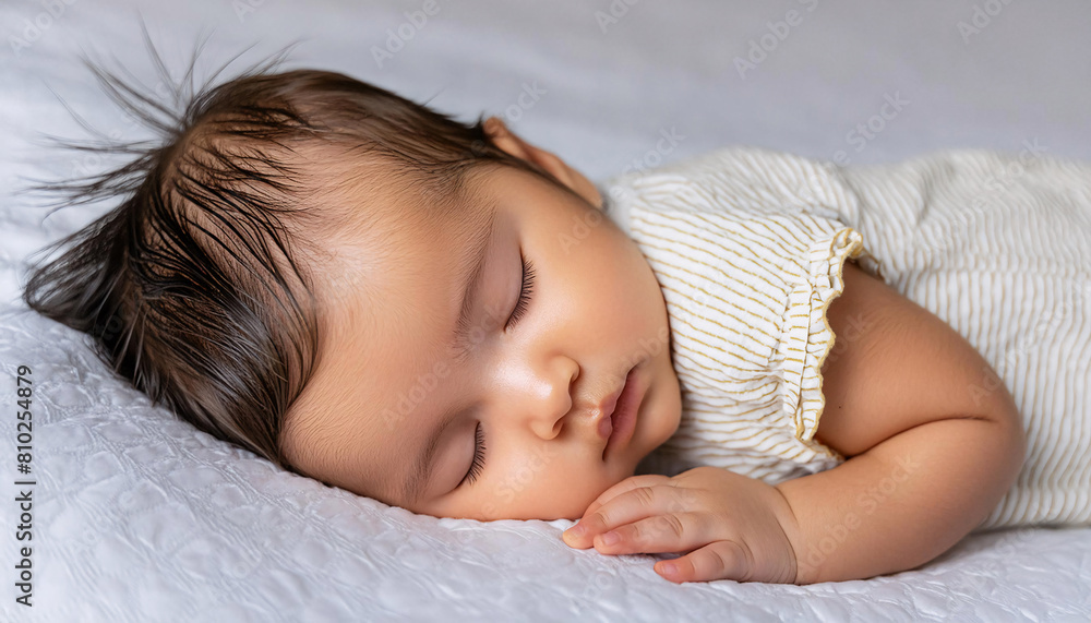 While the sleeping baby girl is at peace. While the sleeping baby girl is at peace.