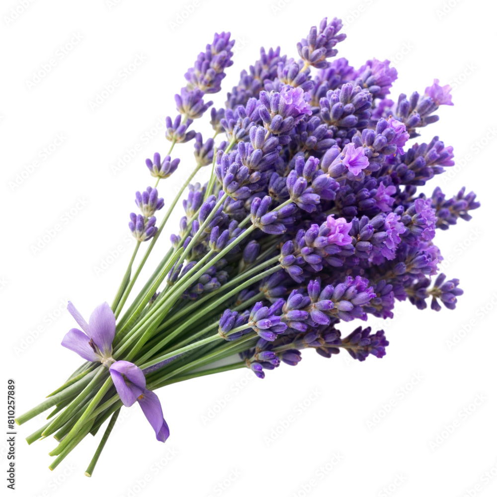 Fototapeta premium Bouquet of purple lavender with a tied ribbon viewed in isolation