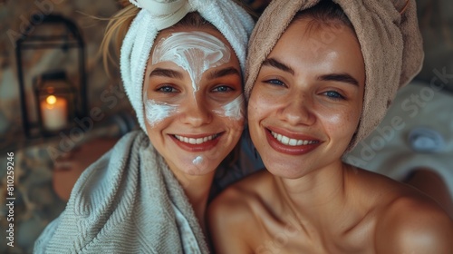 Two friends having fun having beauty treatment