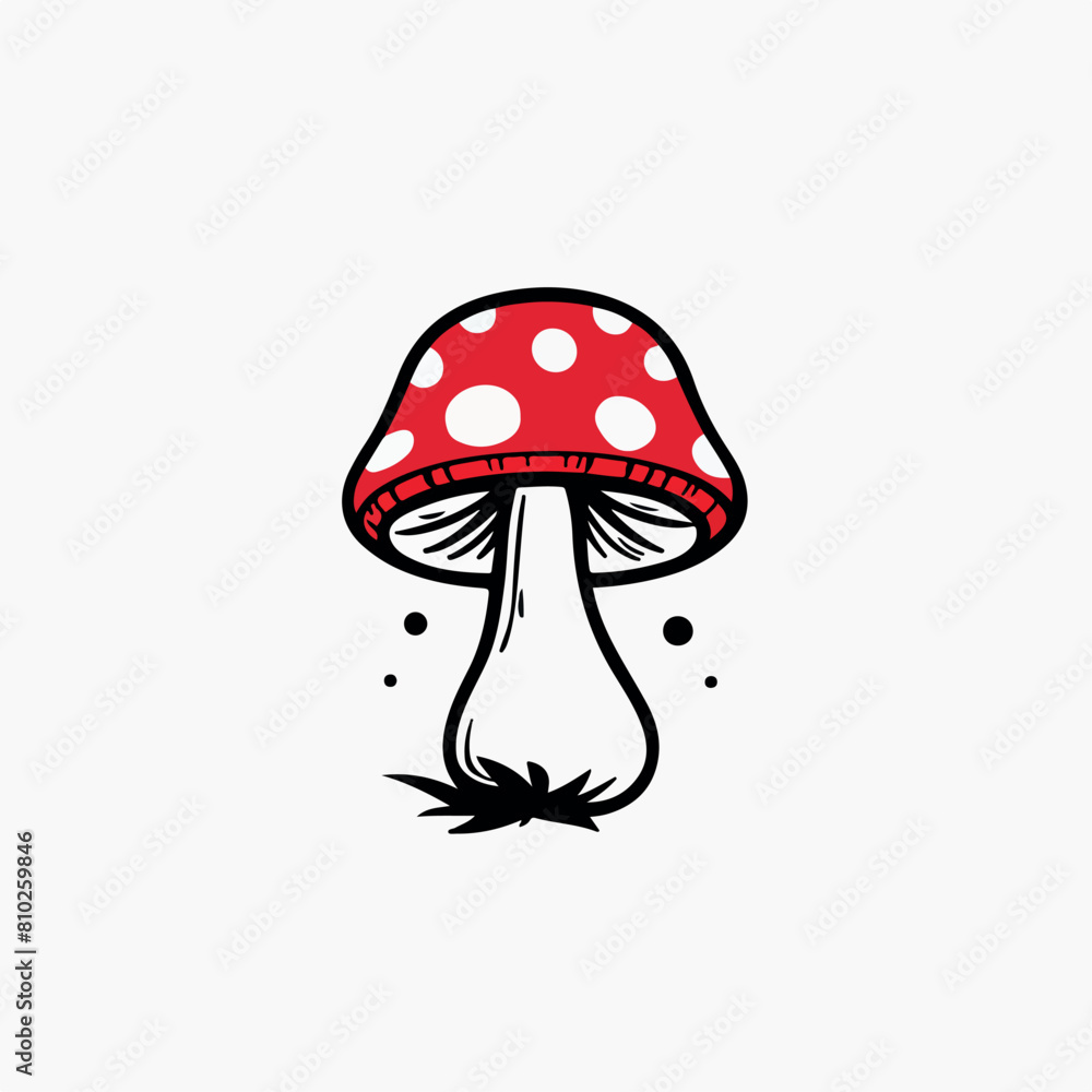 Mushroom in cartoon, doodle style. Image for t-shirt, web, mobile apps and ui. Isolated 2d vector illustration in logo, icon, sketch style, Eps 10. AI Generative