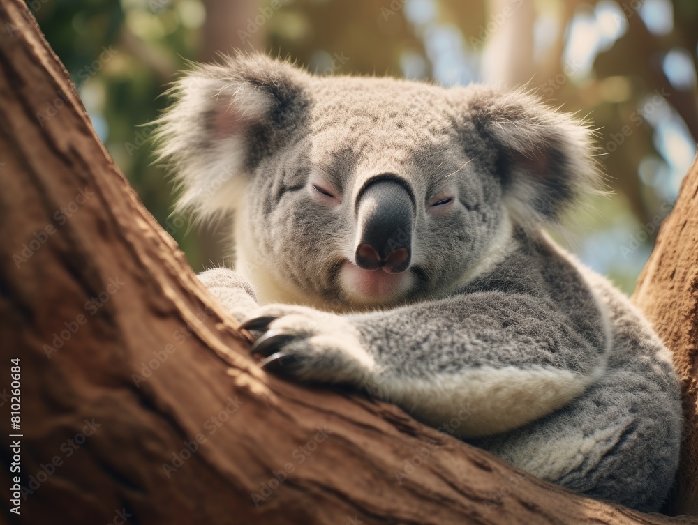 Naklejka premium Sleeping koala in tree