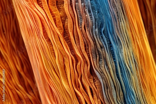 Vibrant fabric textures in warm and cool tones photo