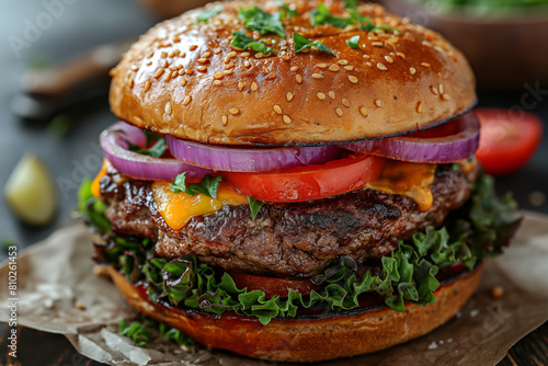 Creative Culinary Masterpiece: Big Burger with Innovative Design. Generative AI © Anthony Paz