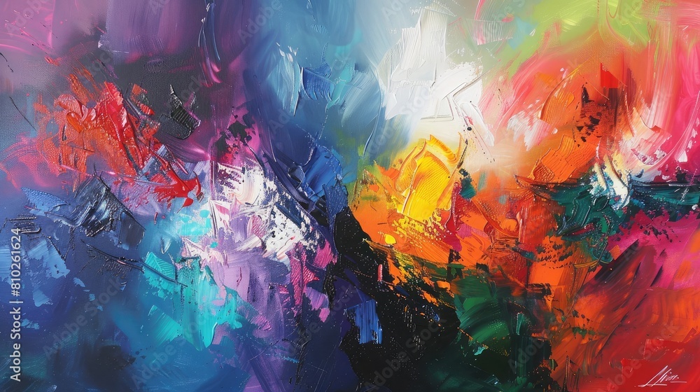 Fototapeta premium Abstract colorful oil painting on canvas