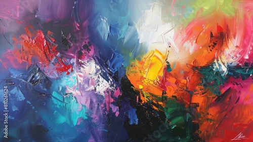Abstract colorful oil painting on canvas