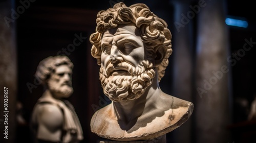 Detailed bust sculpture of an ancient greek man