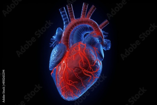 Detailed 3D illustration of the human heart anatomy