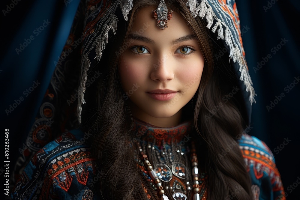 Elegant woman in traditional ethnic clothing