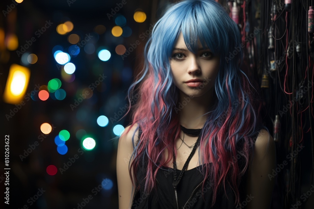 Vibrant hair colors and city lights