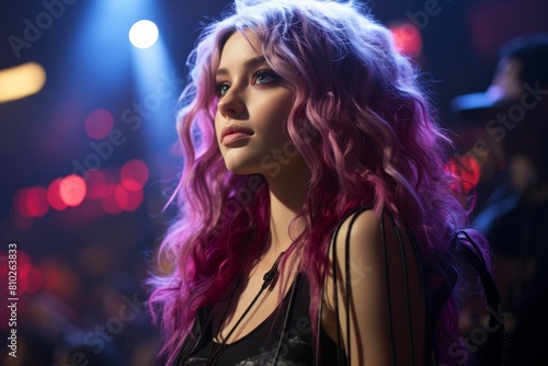 Wallpaper Mural Glamorous woman with vibrant pink hair Torontodigital.ca