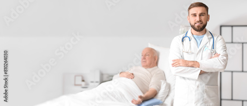 Doctor with blue ribbon in ...