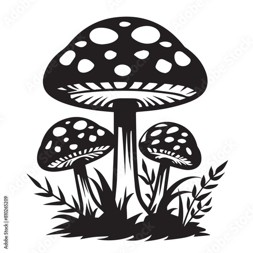 Mushroom in cartoon, doodle style . Image for t-shirt, web, mobile apps and ui. Isolated 2d vector illustration in logo, icon, sketch style, Eps 10, black and white. AI Generative