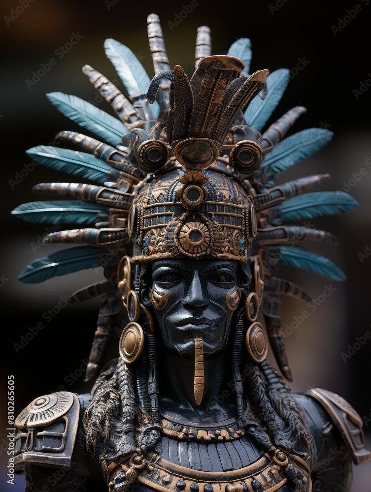 Ornate Aztec-inspired warrior mask