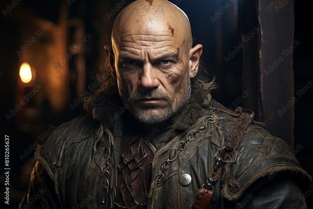 Obraz premium Rugged and weathered warrior with intense expression