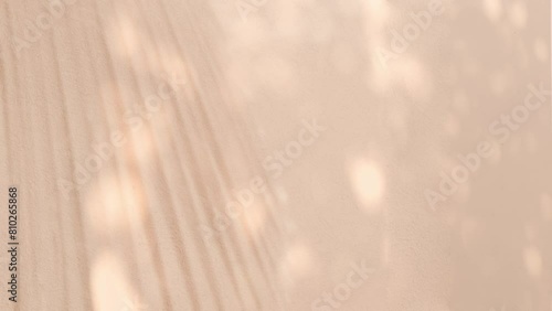 minimalist wall background with sun glare, tropical background with blurred silhouette shadow palm leaf, Minimal placement background, Creative product platform stage mockup, presentation
