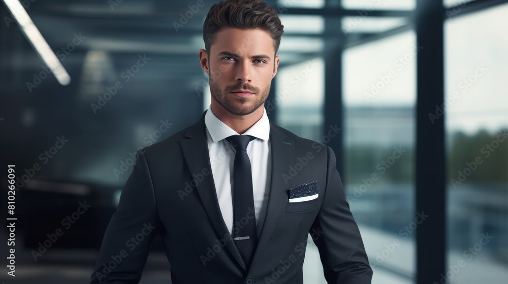 Confident businessman in suit posing in office Confident businessman in suit posing in office