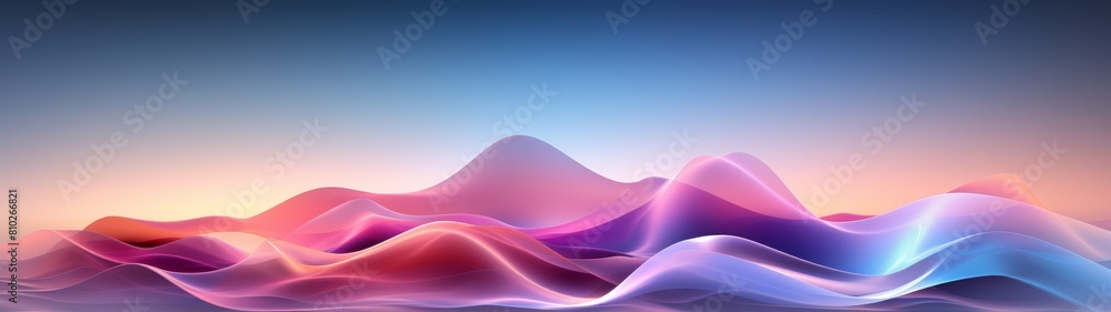 Vibrant abstract landscape with flowing mountains and colorful sky