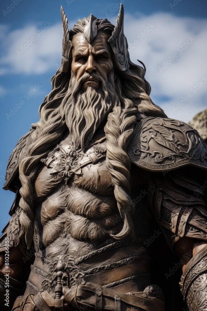 Fototapeta premium Powerful fantasy warrior statue with intricate details