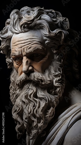 Dramatic portrait of an ancient philosopher