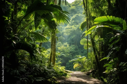 lush tropical rainforest path