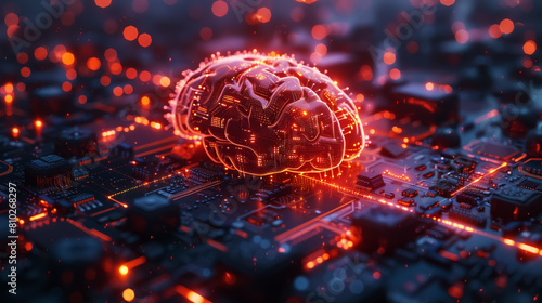 Artificial Intelligence 3D Abstract Concept, fantasy AI processor on electronic circuit board. 4K Wallpaper and Background for desktop, laptop, Computer, Tablet, Mobile Cell Phone, Smartphone