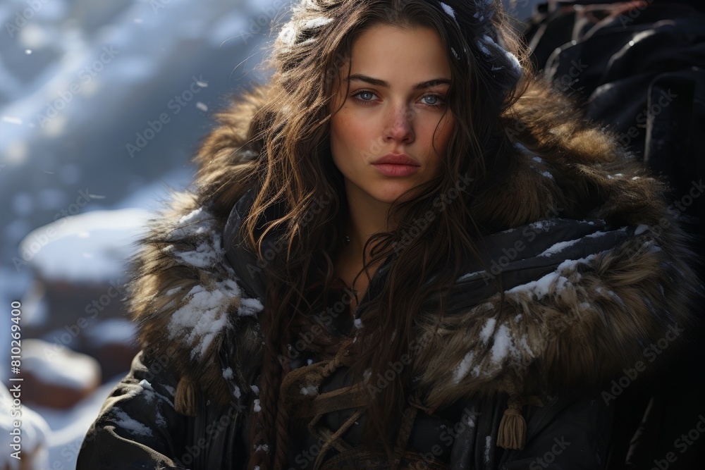 Captivating winter portrait of a young woman Captivating winter portrait of a young woman