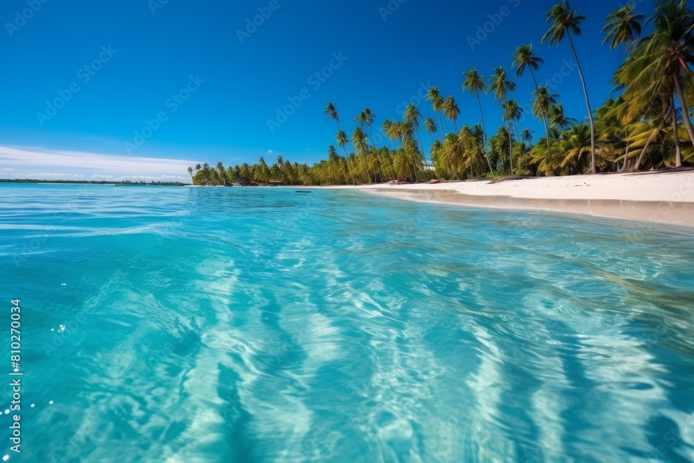Tropical beach paradise with crystal clear waters Tropical beach paradise with crystal clear waters