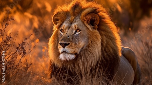Majestic lion in the wild