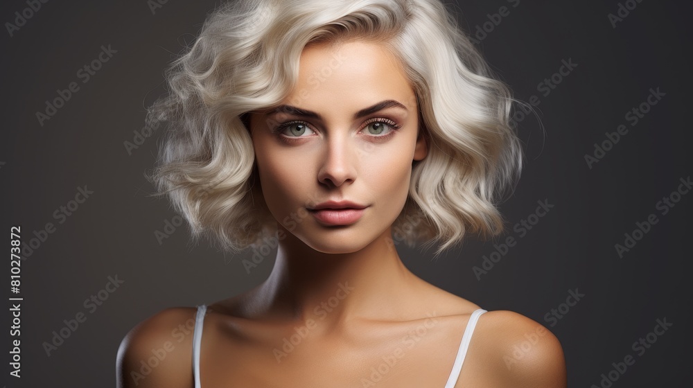 Glamorous blonde woman with wavy hair