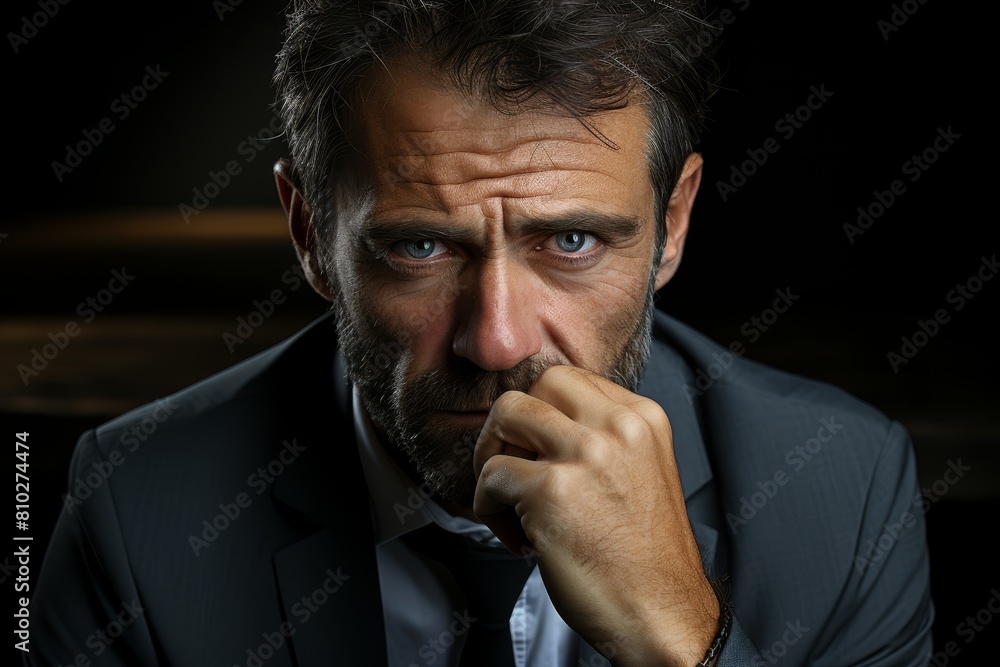Serious businessman with a thoughtful expression Serious businessman with a thoughtful expression