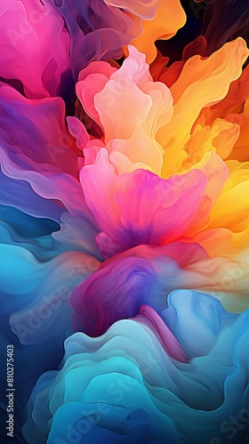 the trend of abstract fluid art with a dynamic and colorful wallpaper generative ai