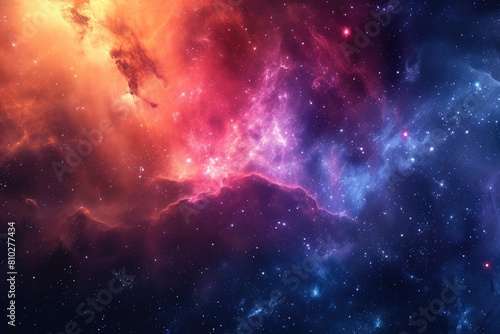 Interstellar journey. Nebula and galaxy wonders. Illustration of a background with a majestic space theme.