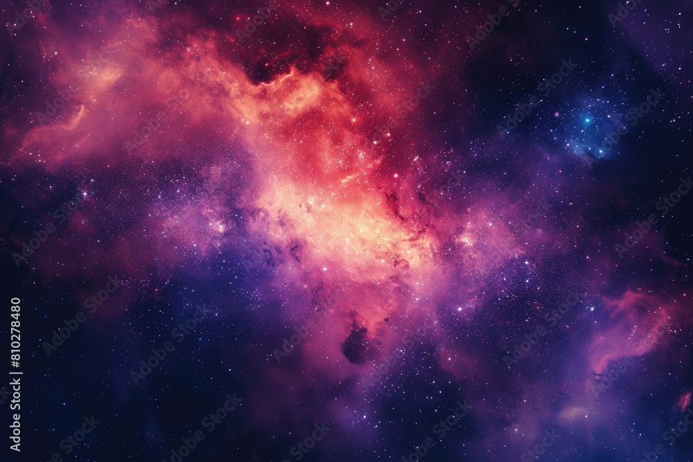 Fantasy space scene with glowing nebula. Illustration of a background with a majestic space theme.