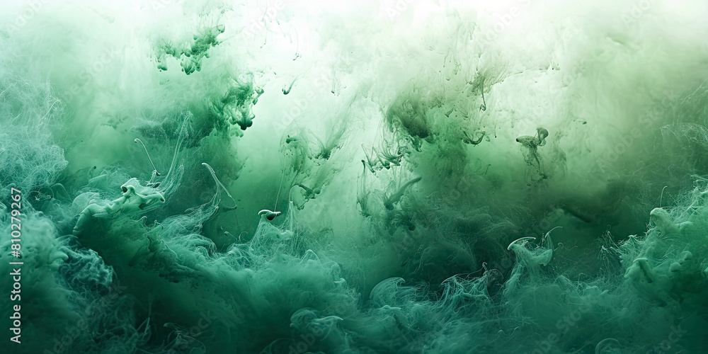 A misty mist of emerald green pigment suspended in a clear gel,